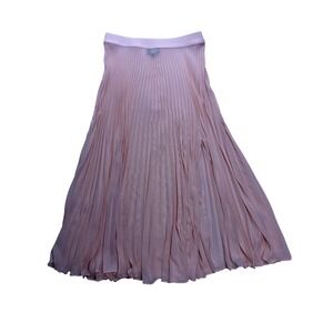 Carbon38 Pleated Maxi Skirt Womens Medium Pink Chiffon Side Slit Flowy Dancewear